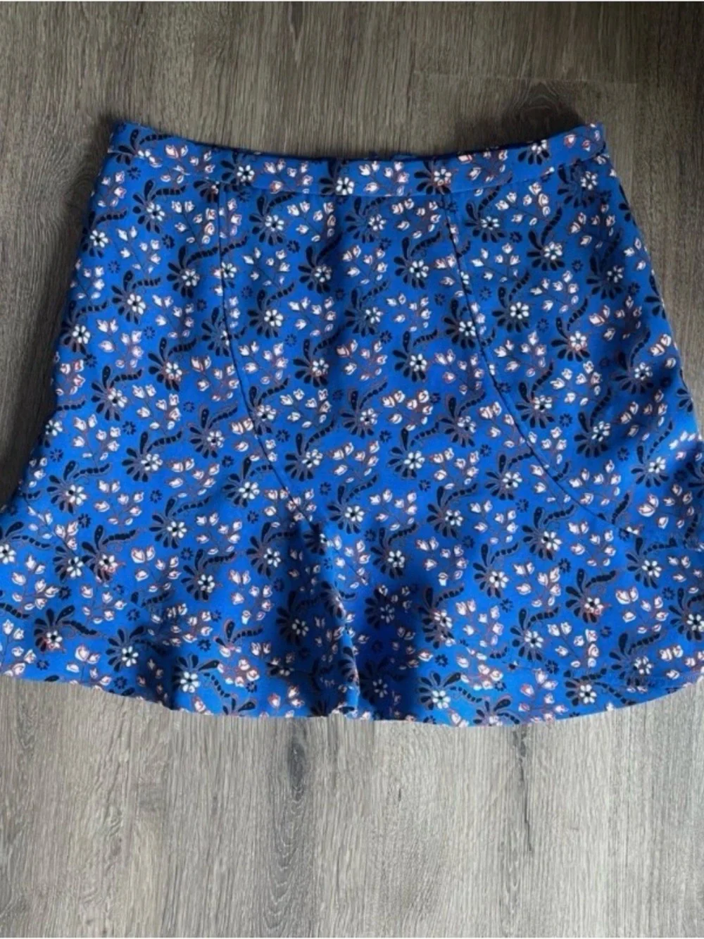 J.Crew Fluter Skirt Size 8 Bright Blue Floral Y2K Spring Lined Flirty Casual